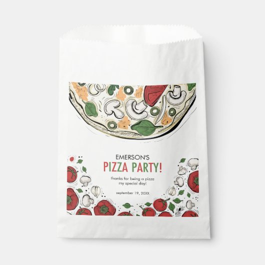 Pizza Party Anniversaire Favoriser les sacs (Devant)