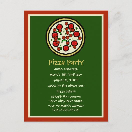 Pizza Party Anniversaire Invitation (Devant)