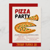 Pizza Party Anniversaire Invitation (Devant / Derrière)