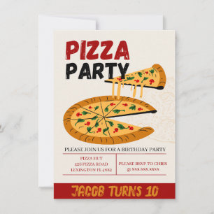 Pizza Party Anniversaire Invitation