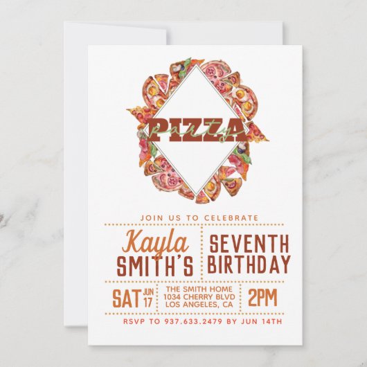 Pizza Party Anniversaire Invitation (Devant)