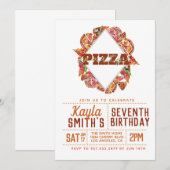 Pizza Party Anniversaire Invitation (Devant / Derrière)