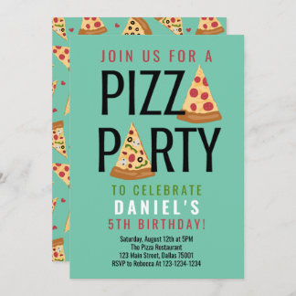 Pizza Party Anniversaire Invitation