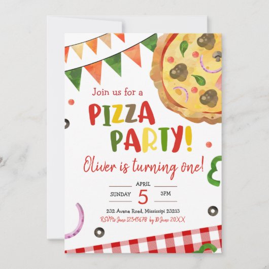 Pizza Party Anniversaire Invitation (Devant)