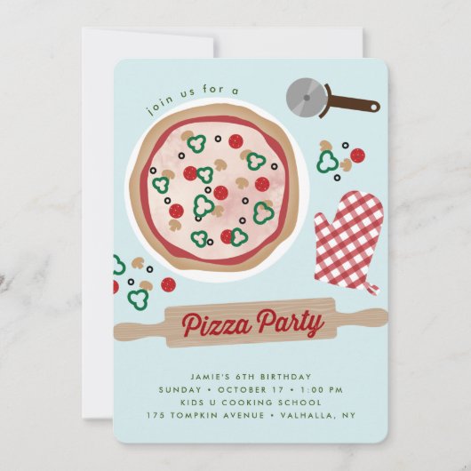 Pizza Party Anniversaire Invitation (Devant)
