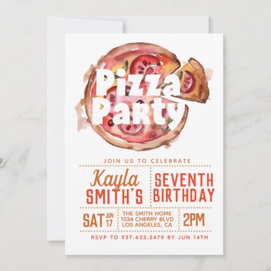 Pizza Party Anniversaire Invitation (Devant)