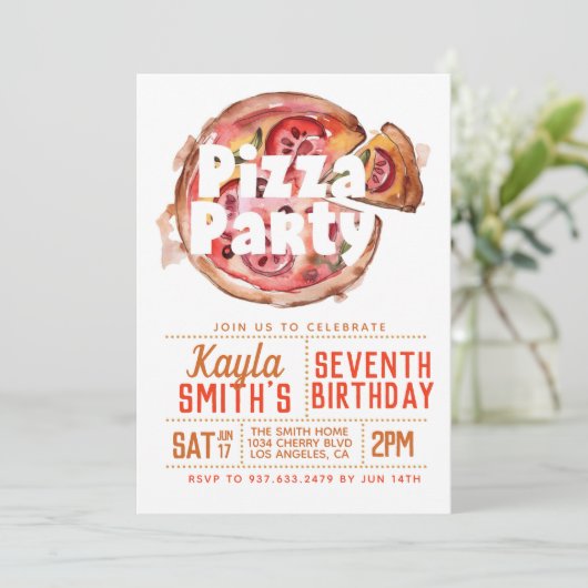 Pizza Party Anniversaire Invitation (Debout devant)