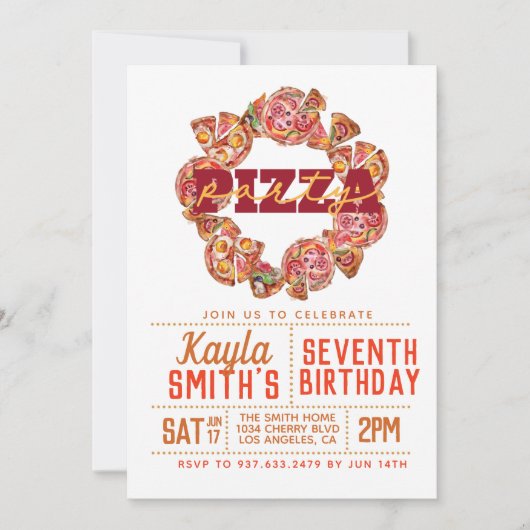Pizza Party Anniversaire Invitation (Devant)