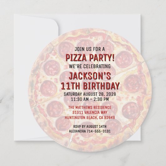 🍕 Pizza Party Anniversaire Invitation (Dos)
