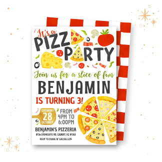 Pizza Party Anniversaire Invitation