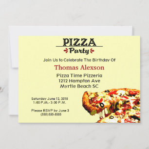 Pizza Party Anniversaire Invitation