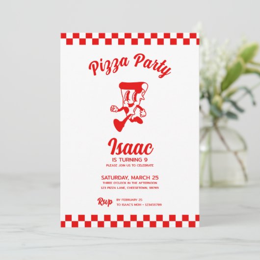 Pizza Party Anniversaire Invitation (Debout devant)