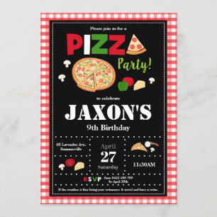 Pizza Party Anniversaire Invitation Boys