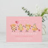 Pizza Party Anniversaire Invitation Girls Cute Piz (Debout devant)