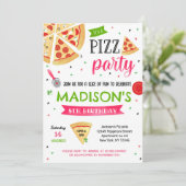 Pizza Party Anniversaire Invitations pour fille (Debout devant)