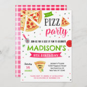 Pizza Party Anniversaire Invitations pour fille (Devant / Derrière)