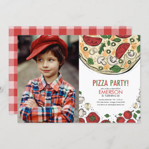 Pizza Party Anniversaire Photo Invitation