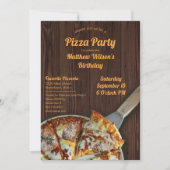 Pizza Party Anniversaire Rustic Wood Invitation (Devant)