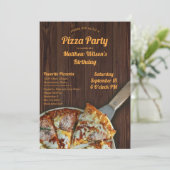 Pizza Party Anniversaire Rustic Wood Invitation (Debout devant)
