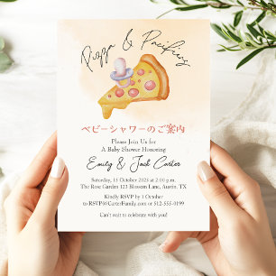 Pizza Party Baby shower Fopspeen Waterverf Schatti Kaart