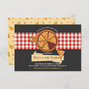 Pizza Party Birthday Invitation Kaart