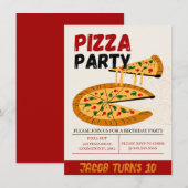 Pizza Party Birthday Invitation Kaart (Voorkant / Achterkant)