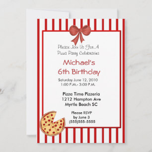 Pizza Party Birthday Invitation Kaart