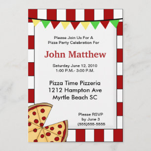Pizza Party Birthday Invitation Kaart