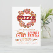 Pizza Party Birthday Invitation Kaart (Staand voorkant)