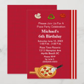 Pizza Party Birthday Invitation Kaart (Voorkant / Achterkant)
