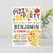 Pizza Party Birthday Invitation Kaart (Staand voorkant)