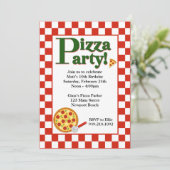 Pizza Party Birthday Invitation Kaart (Staand voorkant)