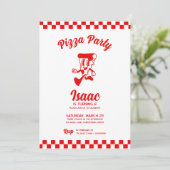 Pizza Party Birthday Invitation Kaart (Staand voorkant)