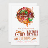 Pizza Party Birthday Invitation Kaart (Voorkant / Achterkant)