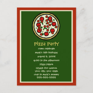 Pizza Party Birthday Invitation Uitnodiging Briefkaart
