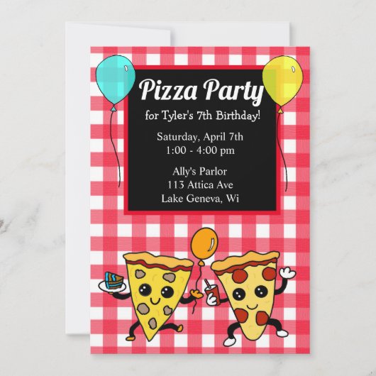 Pizza Party Birthday Kaart (Voorkant)