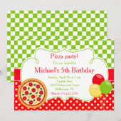 Pizza Party Birthday Kaart (Voorkant / Achterkant)