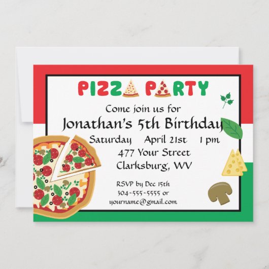Pizza Party Birthday Kaart (Voorkant)