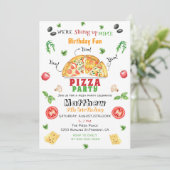 Pizza Party Birthday Kaart (Staand voorkant)