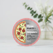 Pizza Party Birthday Party Invitation Kaart (Staand voorkant)