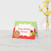Pizza Party Birthday Party Kaart (Gele Bloem)