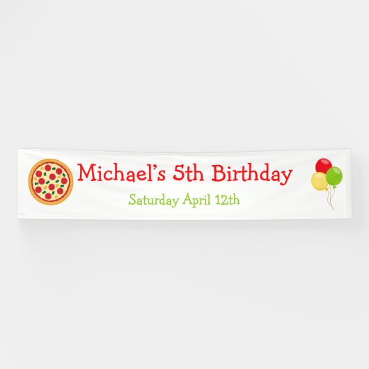 Pizza Party Birthday Spandoek (Horizontaal)