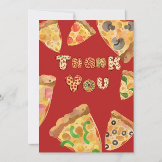 Pizza Party Carte de remerciements (Devant)
