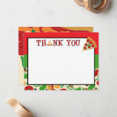 Pizza Party Carte de remerciements (Devant/Arrière en situation)