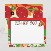 Pizza Party Carte de remerciements (Devant / Derrière)