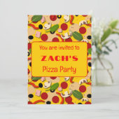 Pizza Party Cartoon Kaart (Staand voorkant)