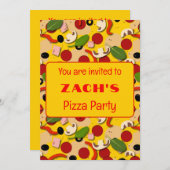 Pizza Party Cartoon Kaart (Voorkant / Achterkant)