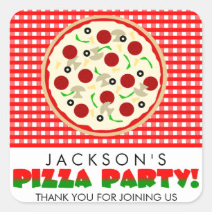 Pizza Party Favor Stickers