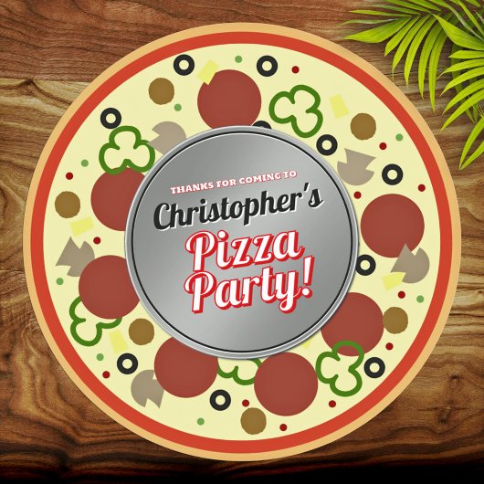 Pizza Party Favoriet Dank u Stickers