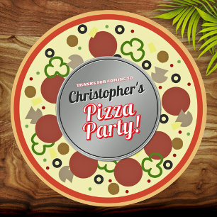 Pizza Party Favoriser les autocollants Merci